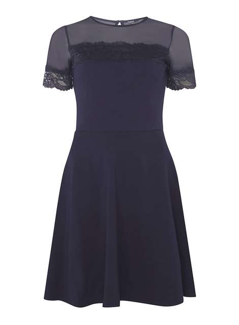 Navy Mesh And Lace Dress